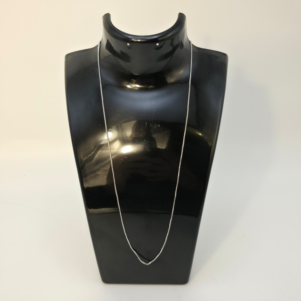 Box Chain Necklace Unisex 18" Silver Excellent Sterling Silver 925